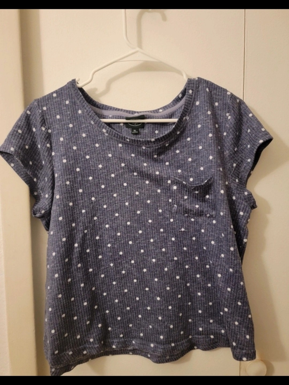 Laura Ashley Navy Blue Polka Dot Short Sleeve Tee